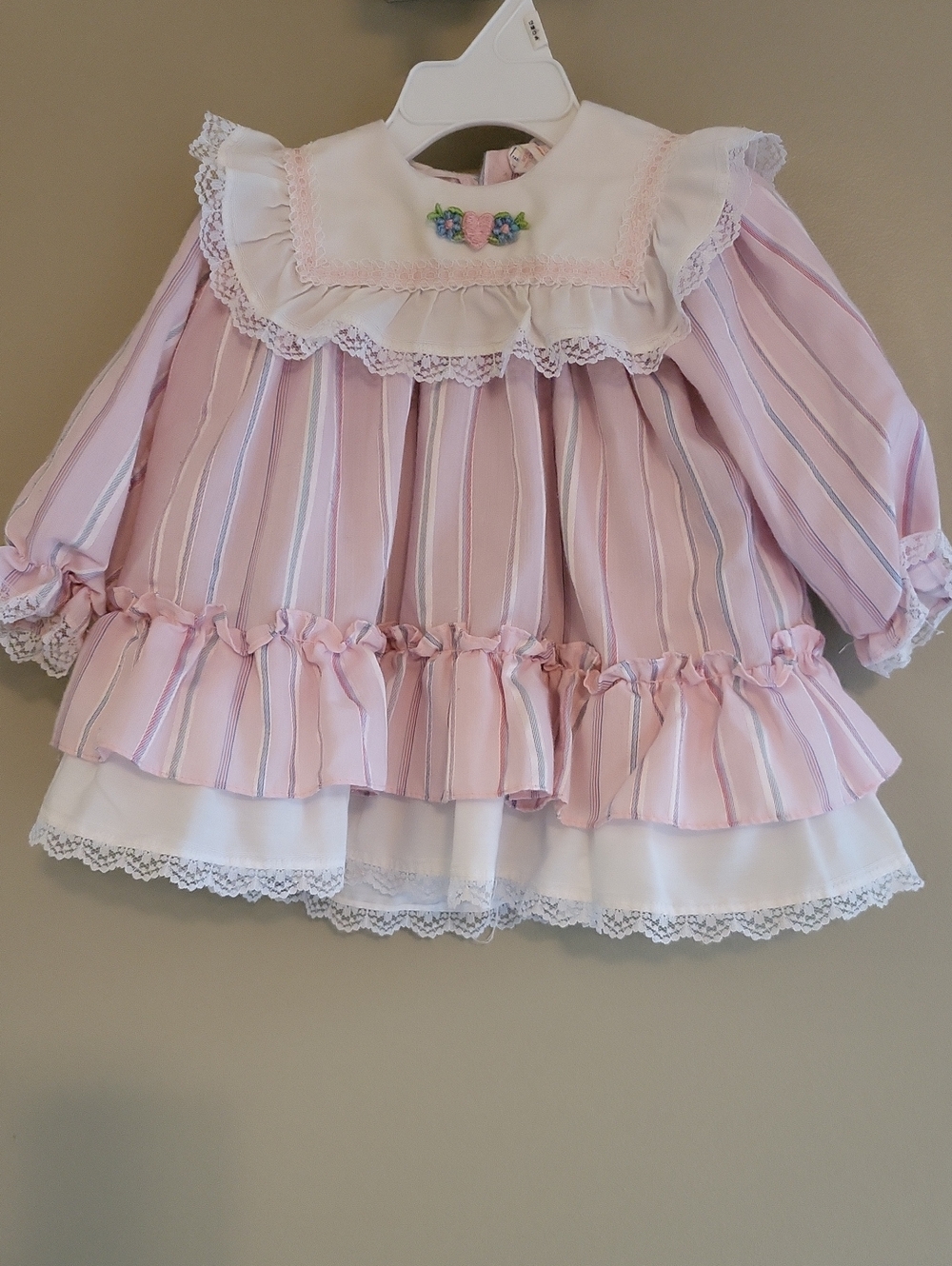 Vintage striped cotton frilly dress